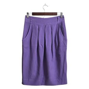 Byblos Vintage Italian Silk Pleated Straight Mini Skirt In Purple Sz 10